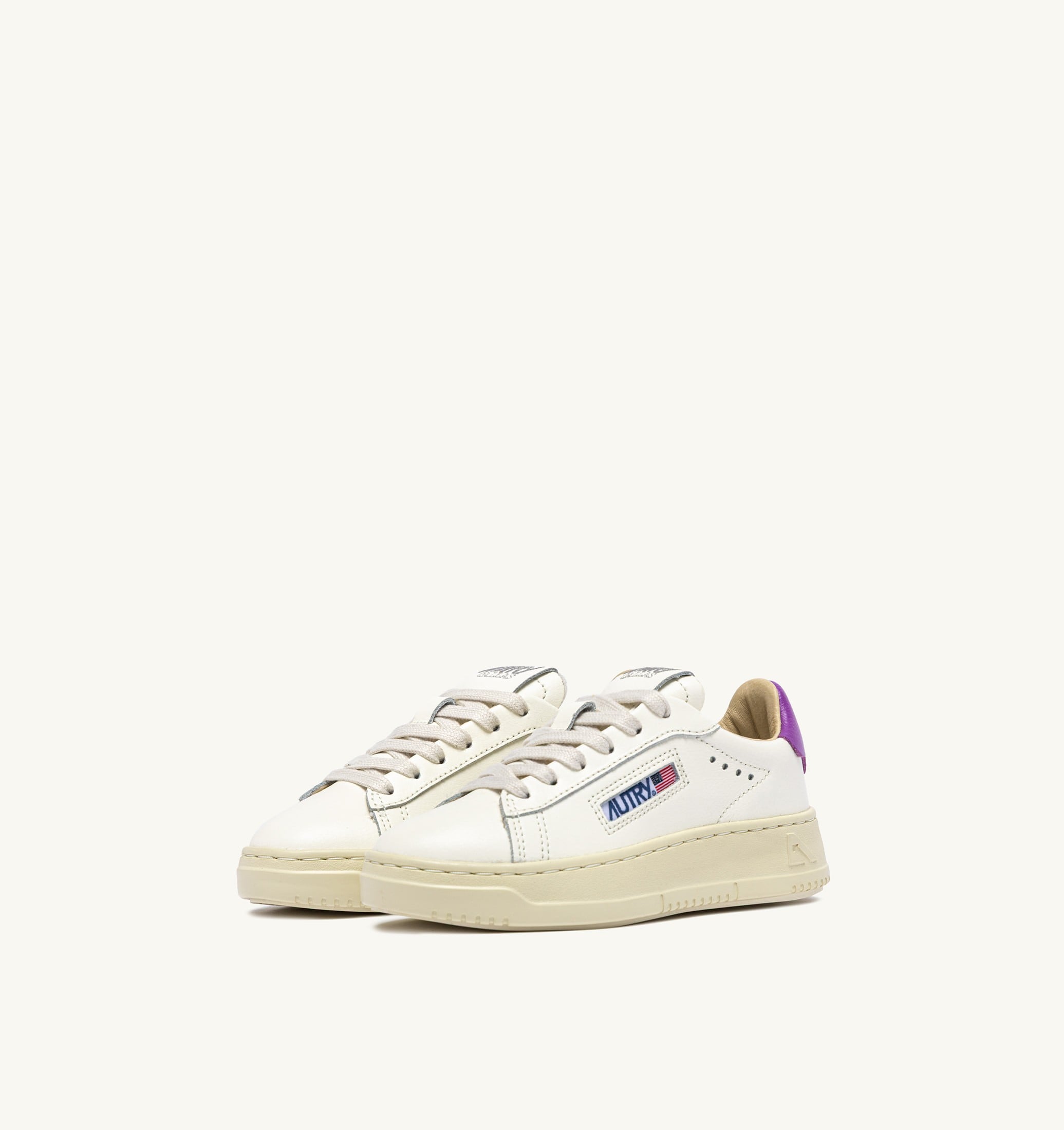 BASKETS DALLAS KIDS LOW EN CUIR MARSHMALLOW ET DEWBERRY