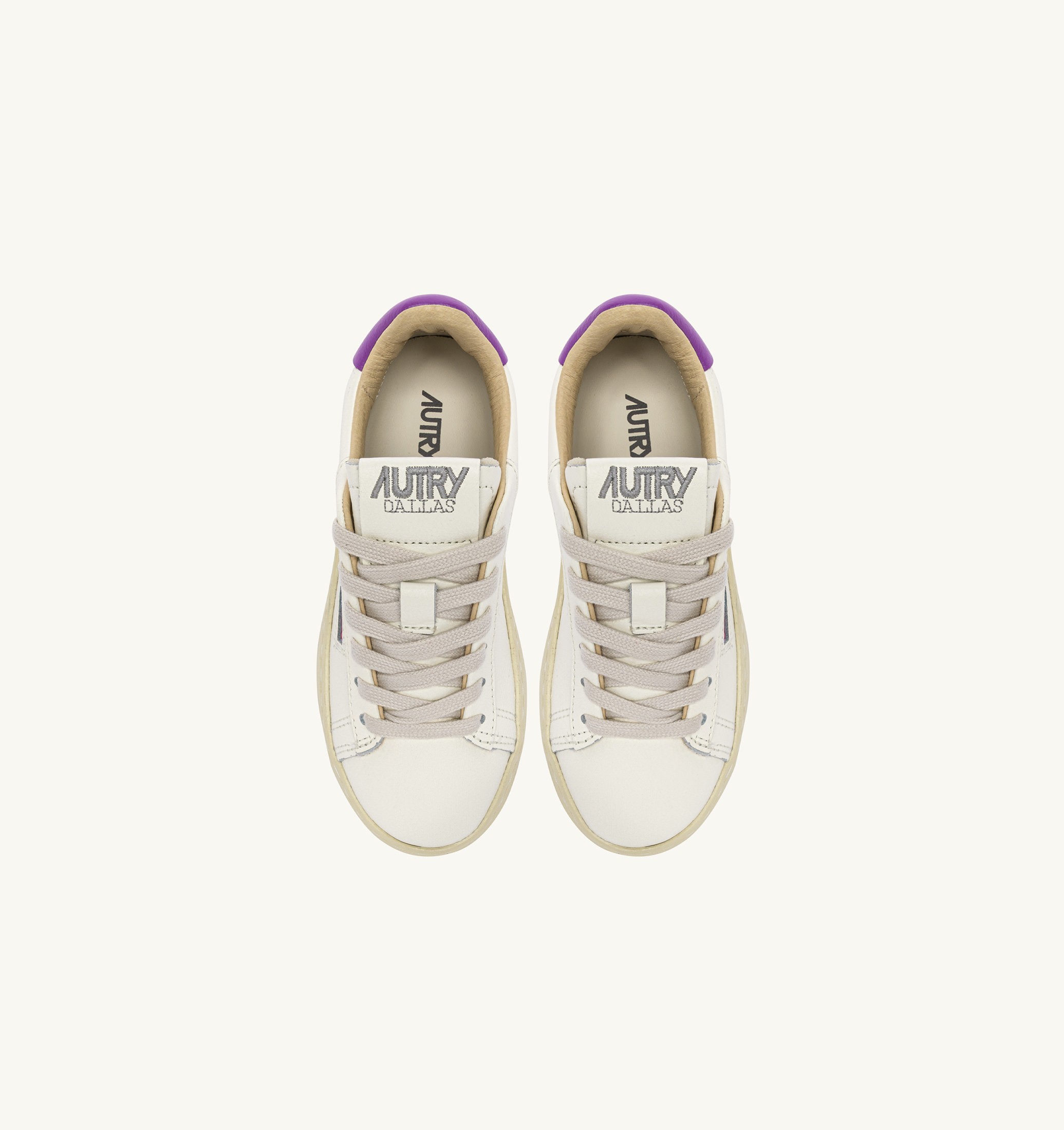 BASKETS DALLAS KIDS LOW EN CUIR MARSHMALLOW ET DEWBERRY