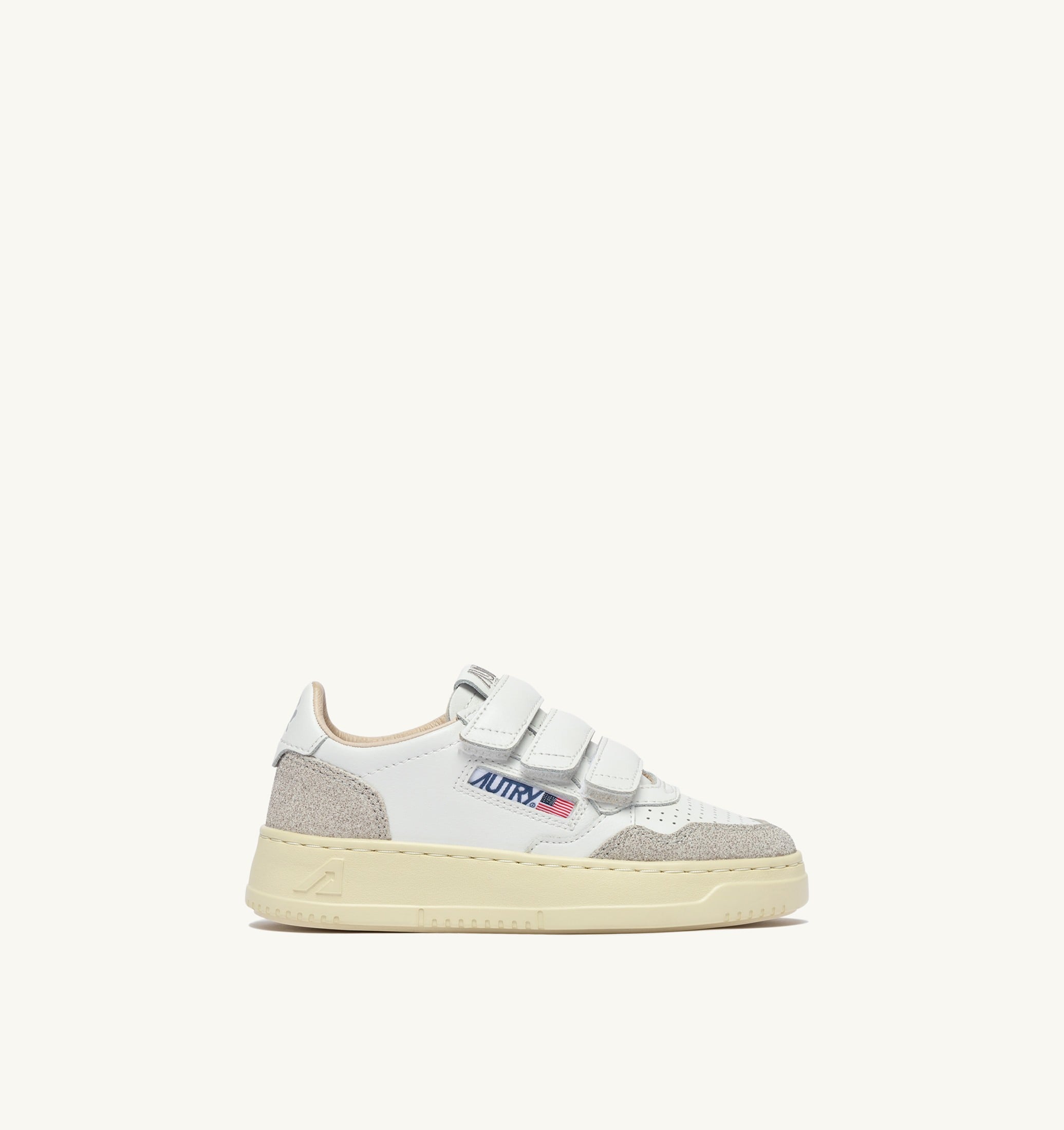 BASKETS MEDALIST KIDSTRIPES EN CUIR BLANC ET CUIR PAILLETÉ GRIS