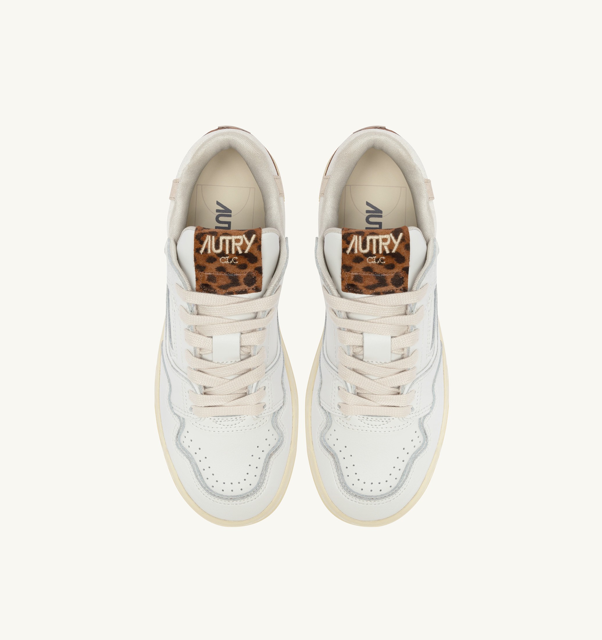 BASKETS CLC LOW EN CUIR BLANC ET LEOPARD