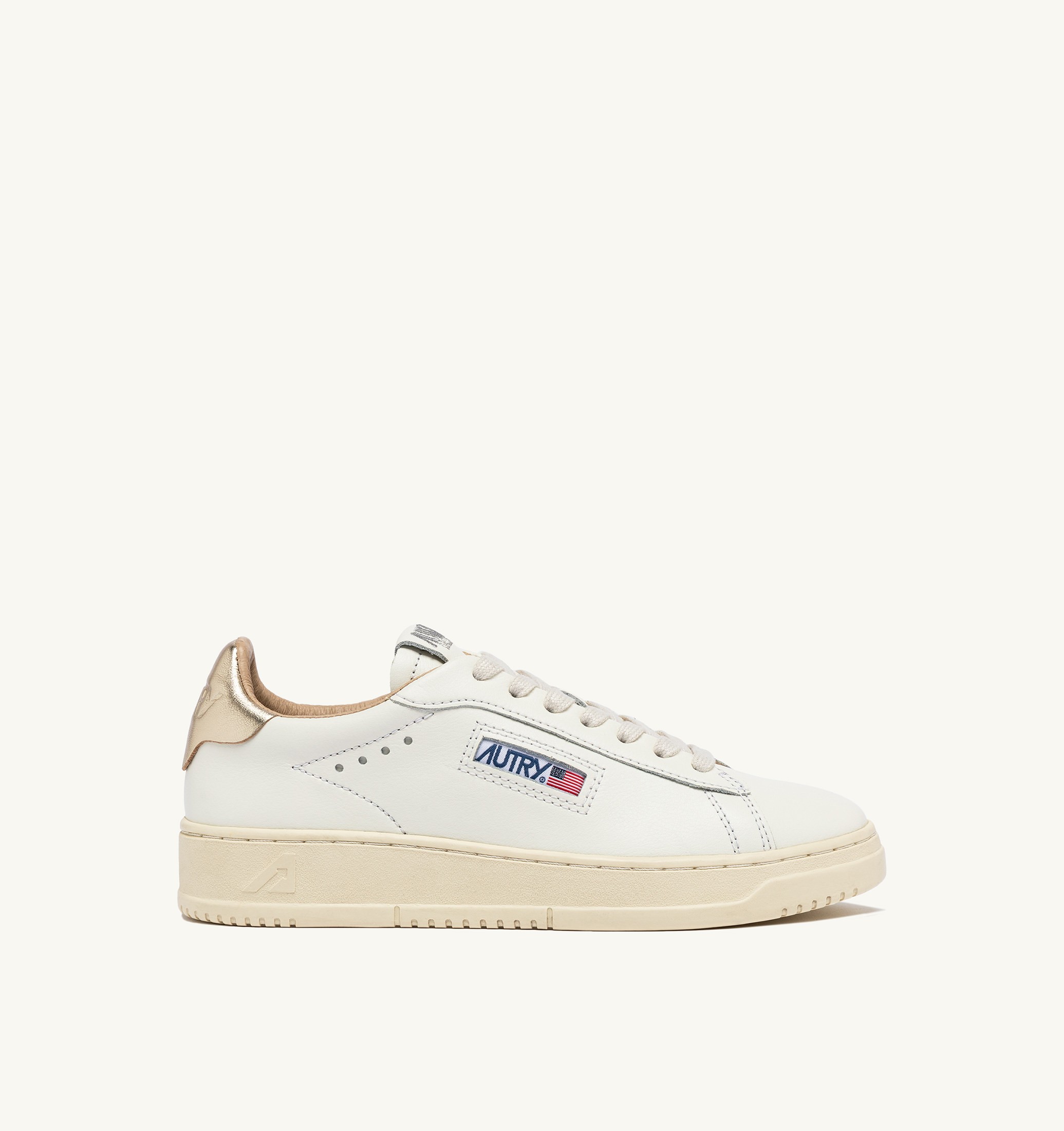 BASKETS DALLAS LOW EN CUIR BLANC ET OR