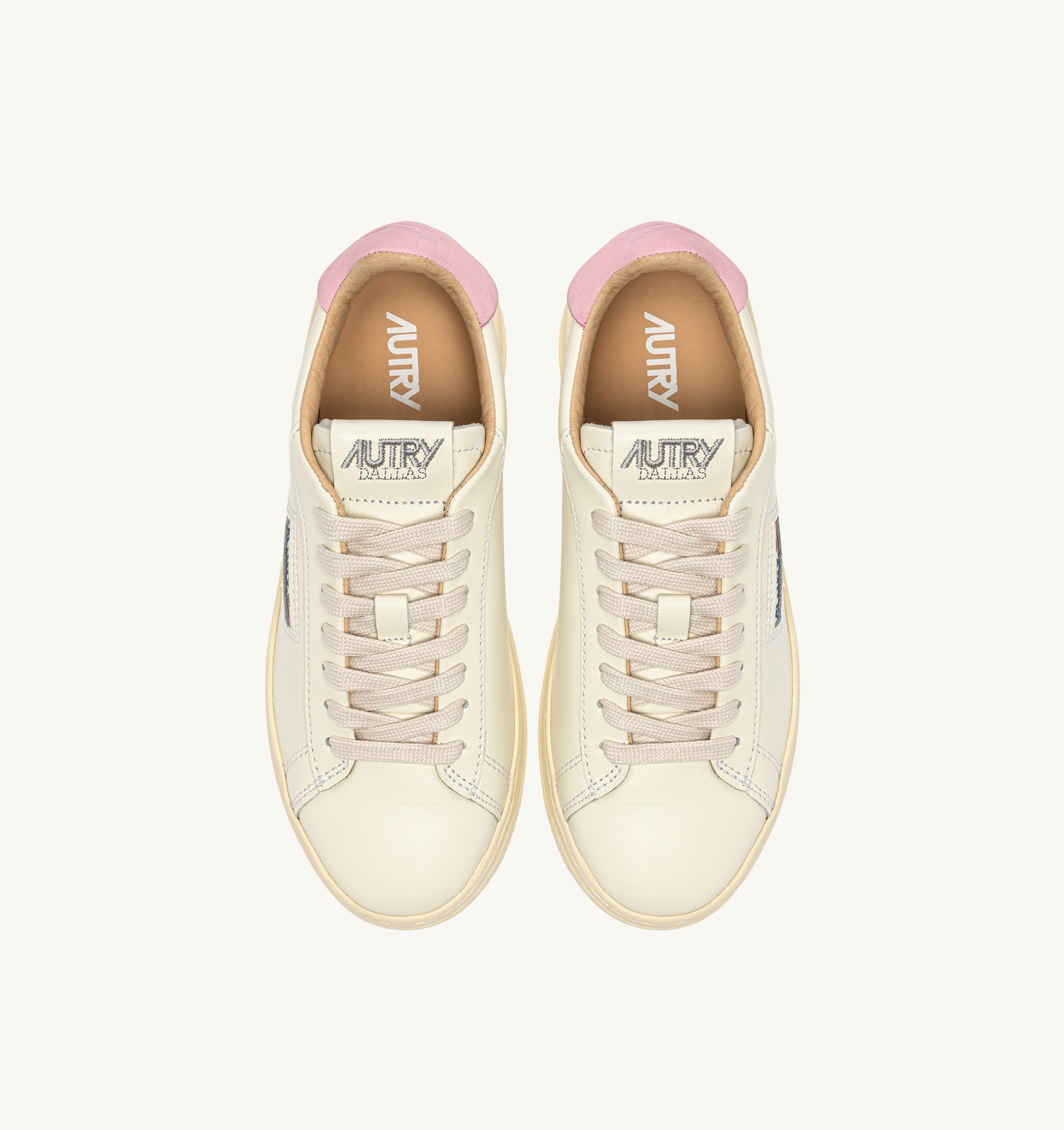 BASKETS DALLAS LOW EN CUIR MARSHMALLOW ET PINK DOLPHIN
