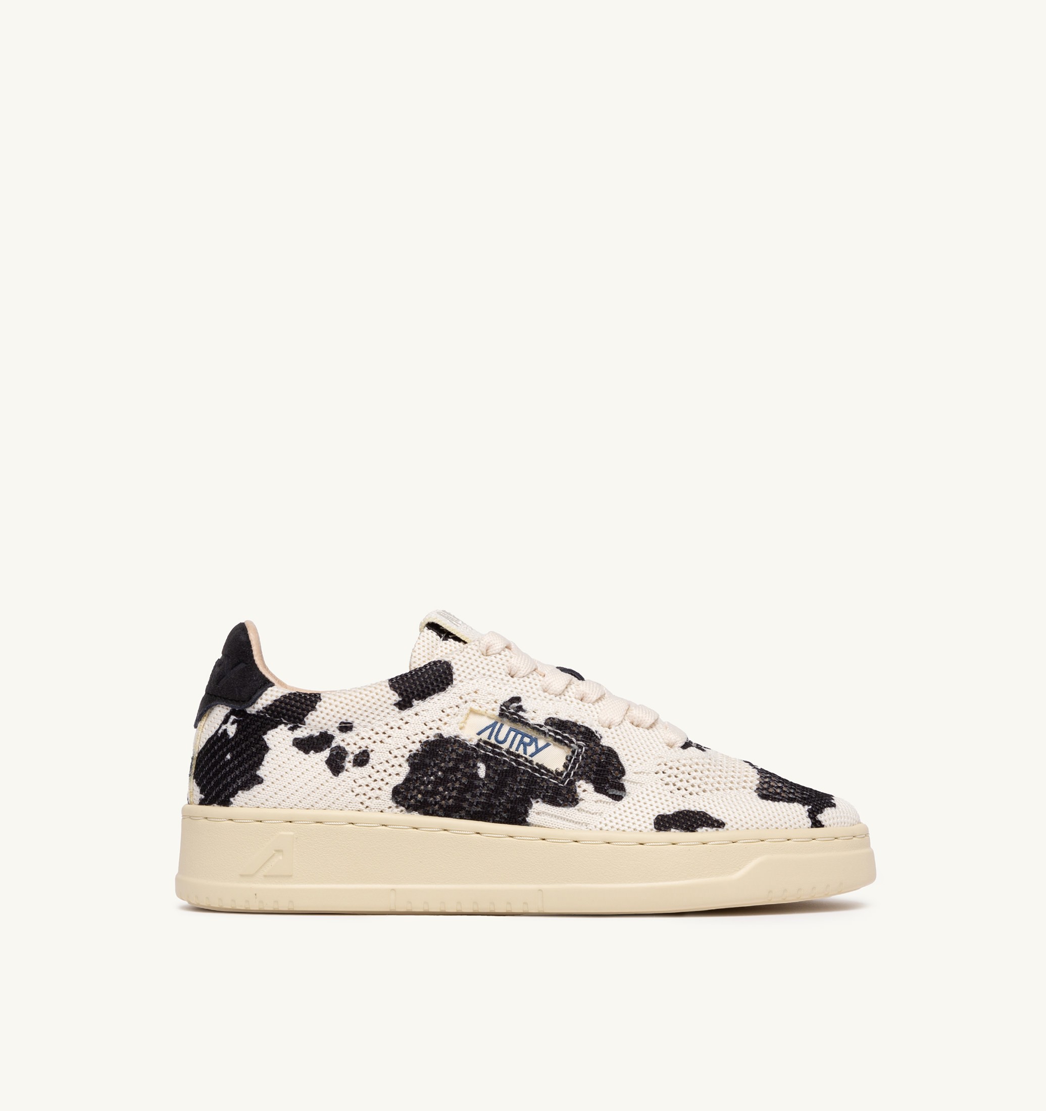 BASKETS MEDALIST EASEKNIT LOW EN MAILLE 'COW PRINT' IVOIRE ET NOIR