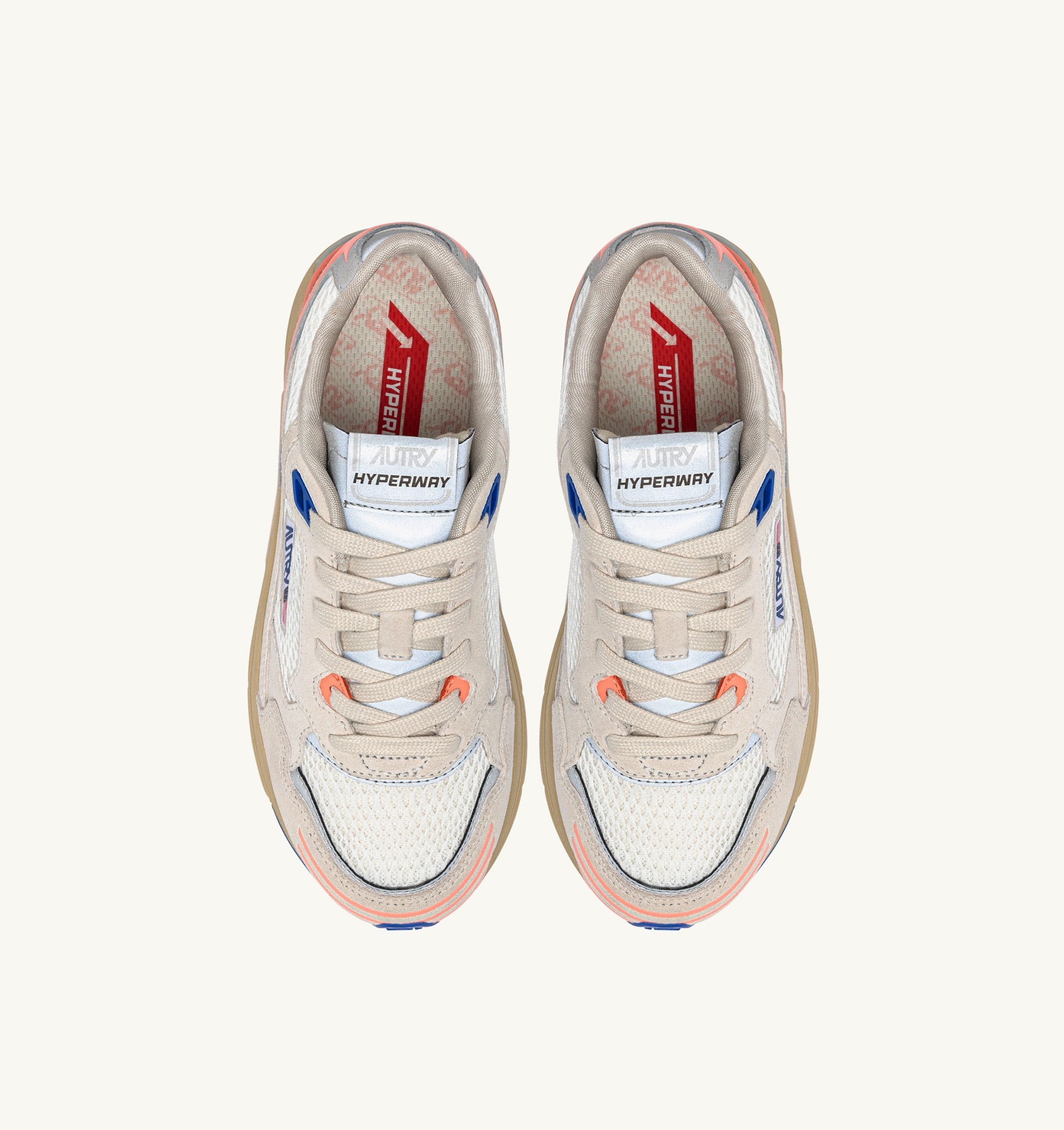 BASKETS HYPERWAY EN MESH ET DAIM BLANC ET PEACH PINK