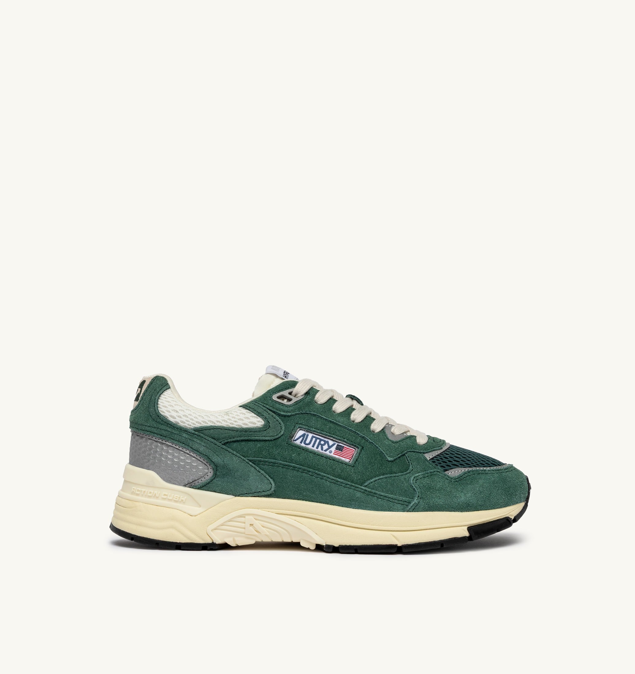 BASKETS HYPERWAY EN MESH ET DAIM MALACHITE ET ARGENT