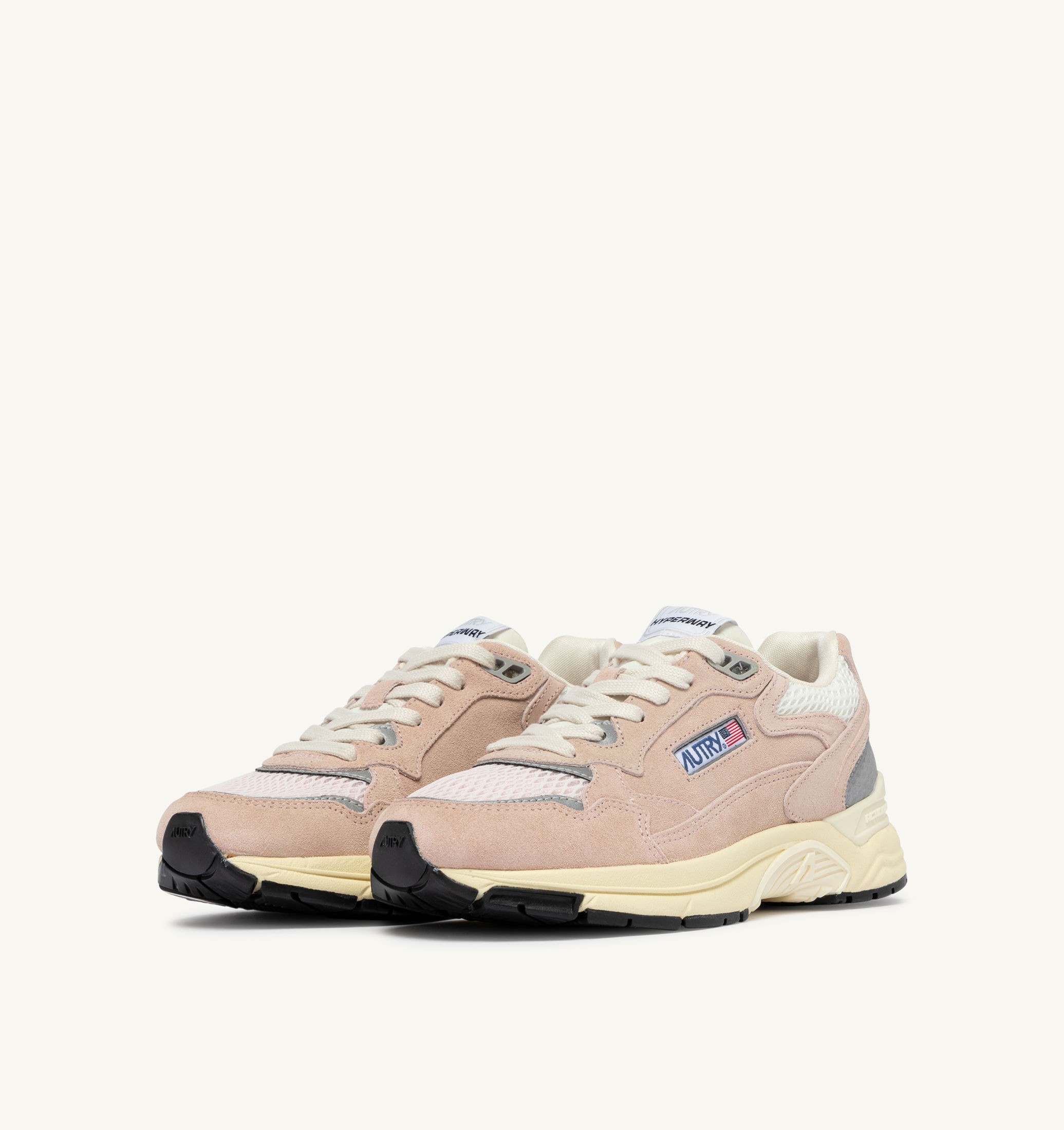 BASKETS HYPERWAY EN MESH ET DAIM SILK ET MARSHMALLOW