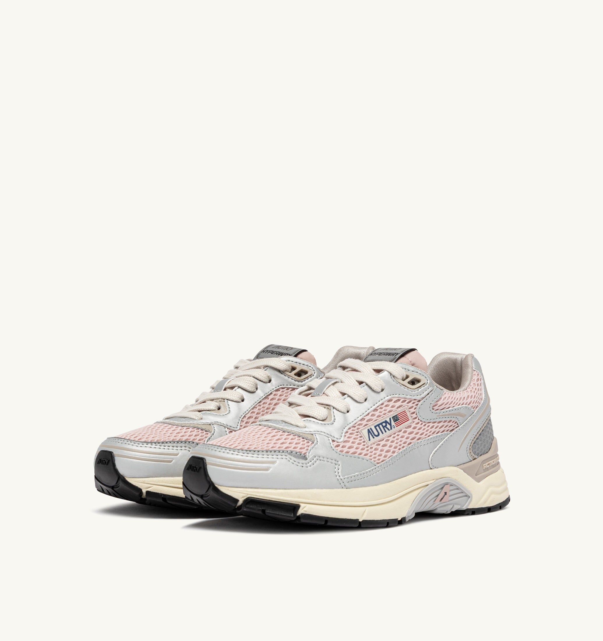 BASKETS HYPERWAY EN CUIR SYNTHÉTIQUE ET MESH ARGENT POWDER ET FEATHER GRAY