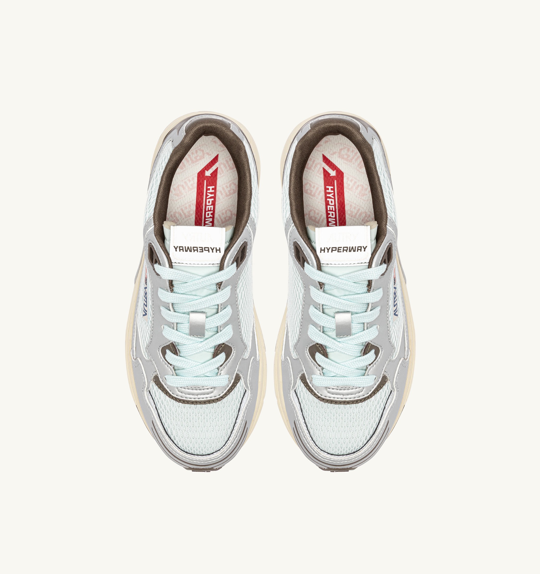 BASKETS HYPERWAY EN CUIR SYNTHÉTIQUE ET MESH ARGENT SPA BLUE ET CHOCOLATE CHIP