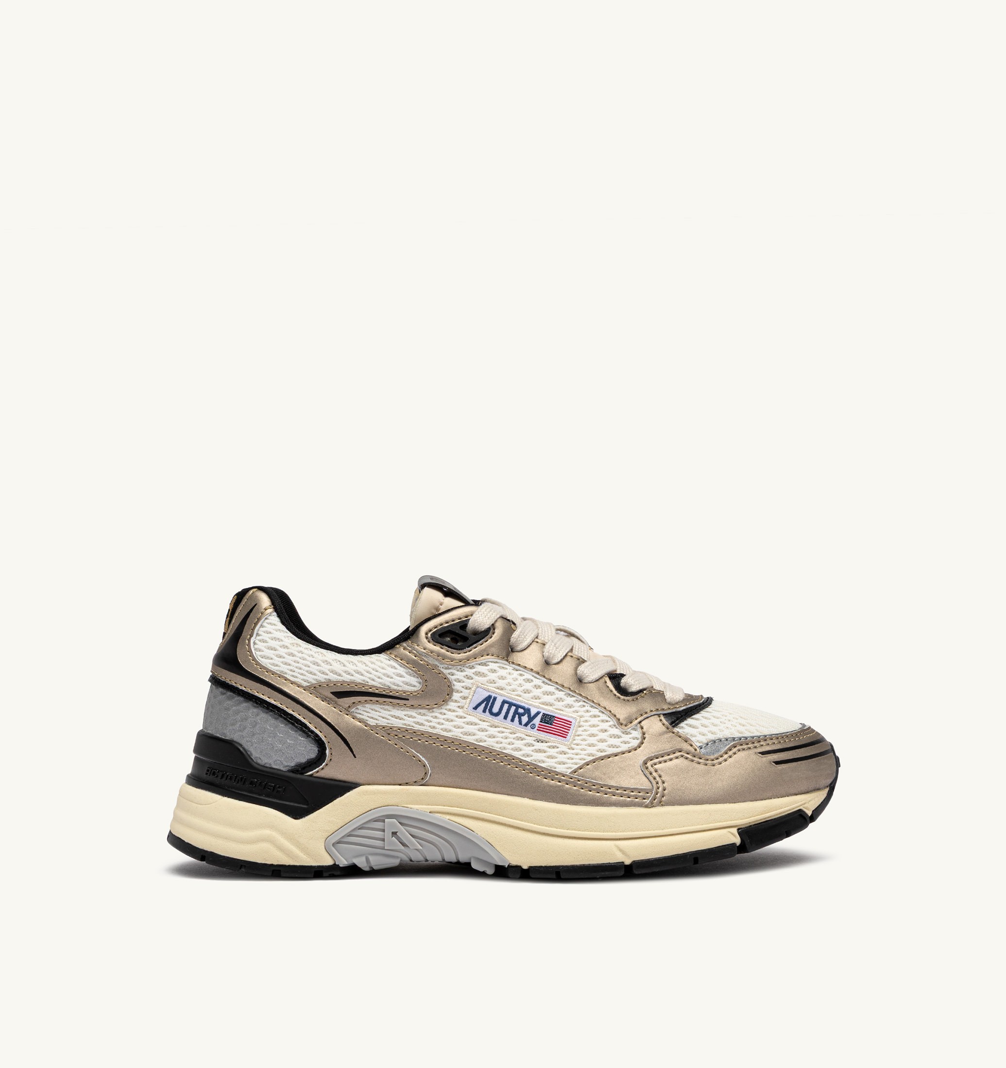BASKETS HYPERWAY EN CUIR SYNTHÉTIQUE ET MESH WHISPER WHITE PLATINE ET NOIR