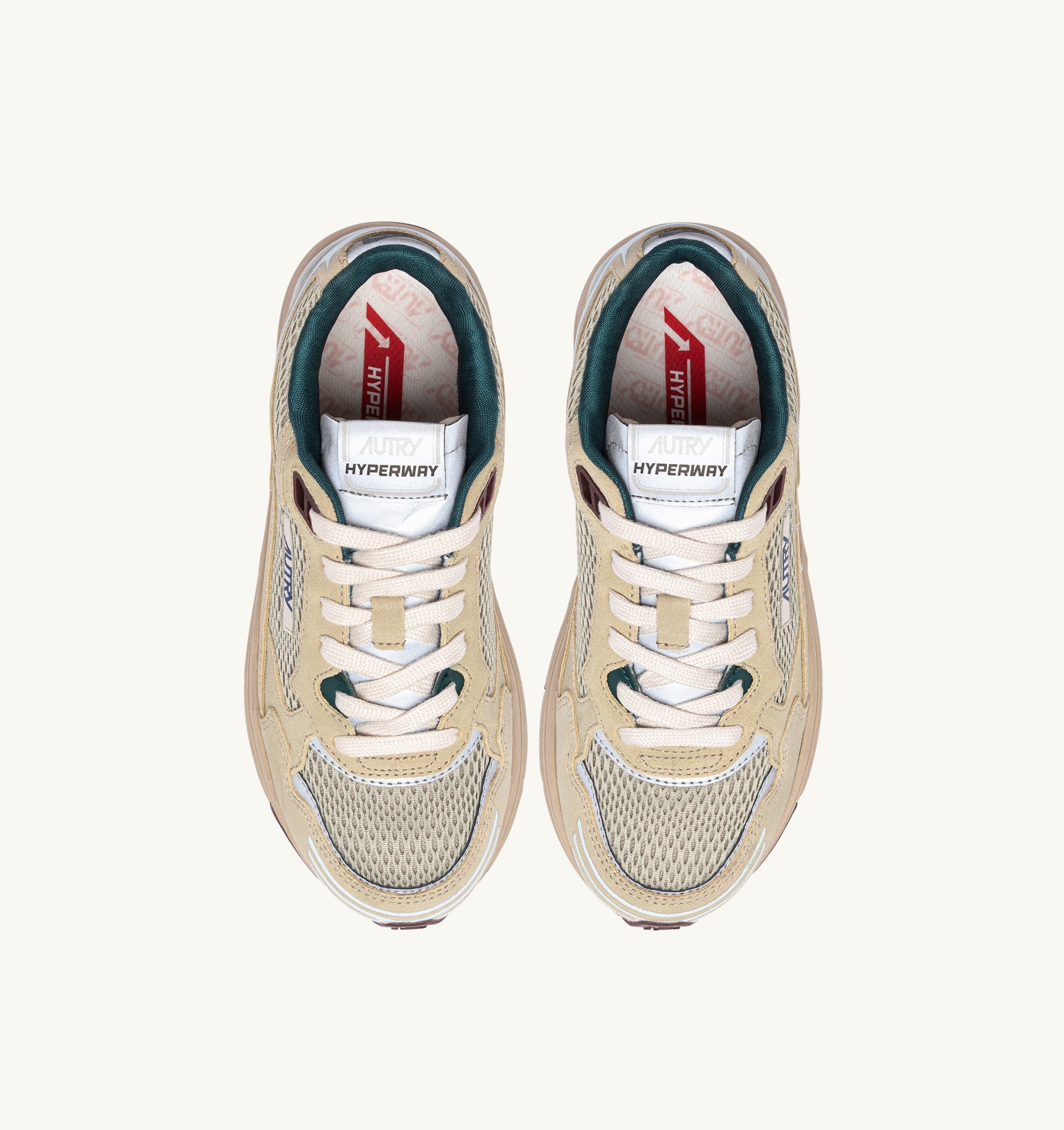 BASKETS HYPERWAY EN DAIM ET MESH ÉCRU ET SPA BLUE