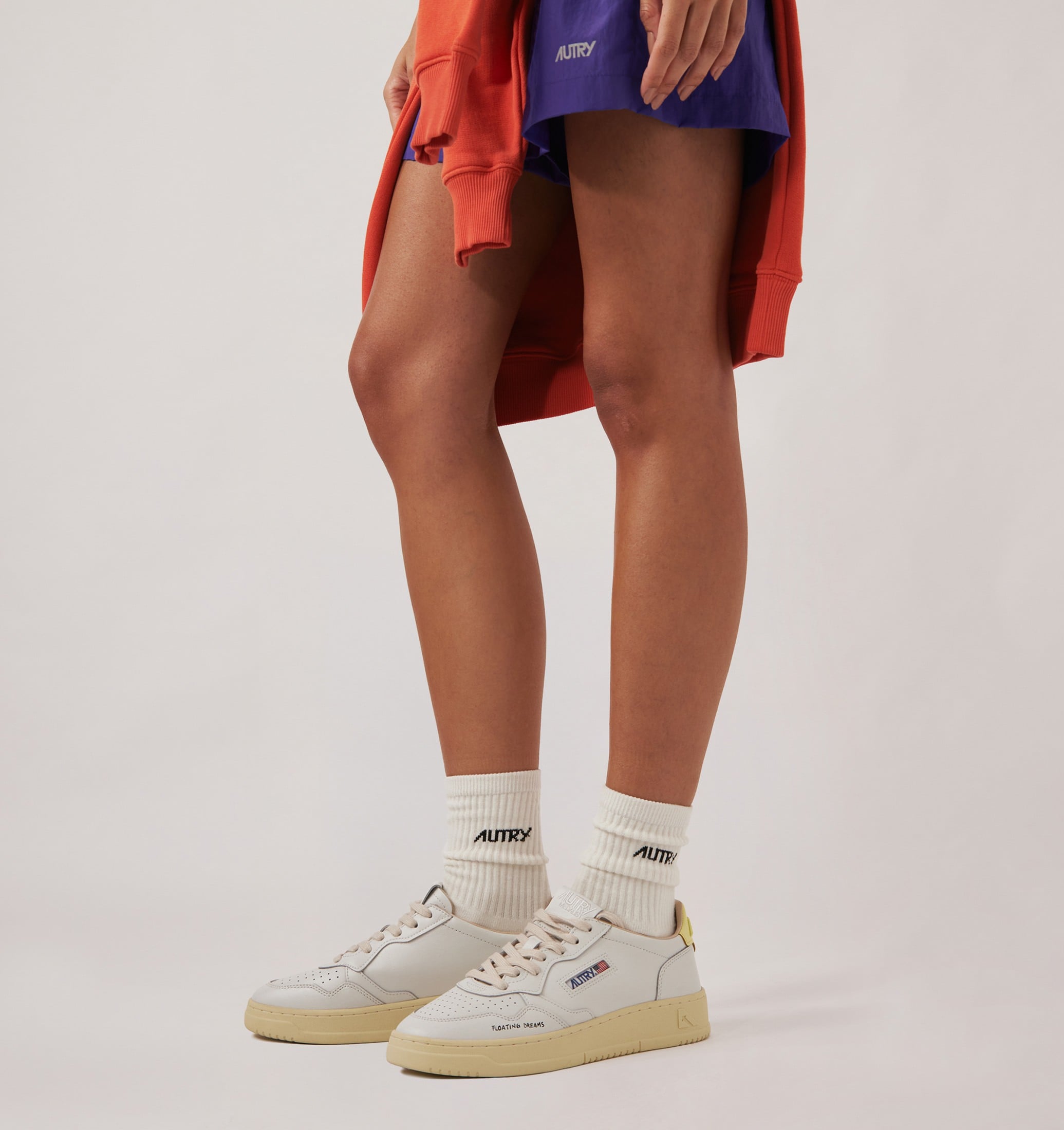 BASKETS MEDALIST LOW EN CUIR BLANC ET LEMON MERINGUE