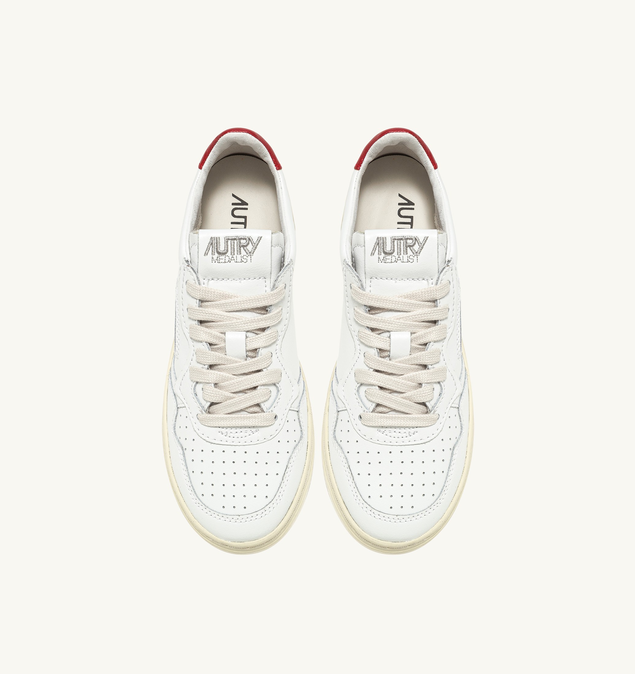 BASKETS MEDALIST LOW EN CUIR BLANC ET ROUGE