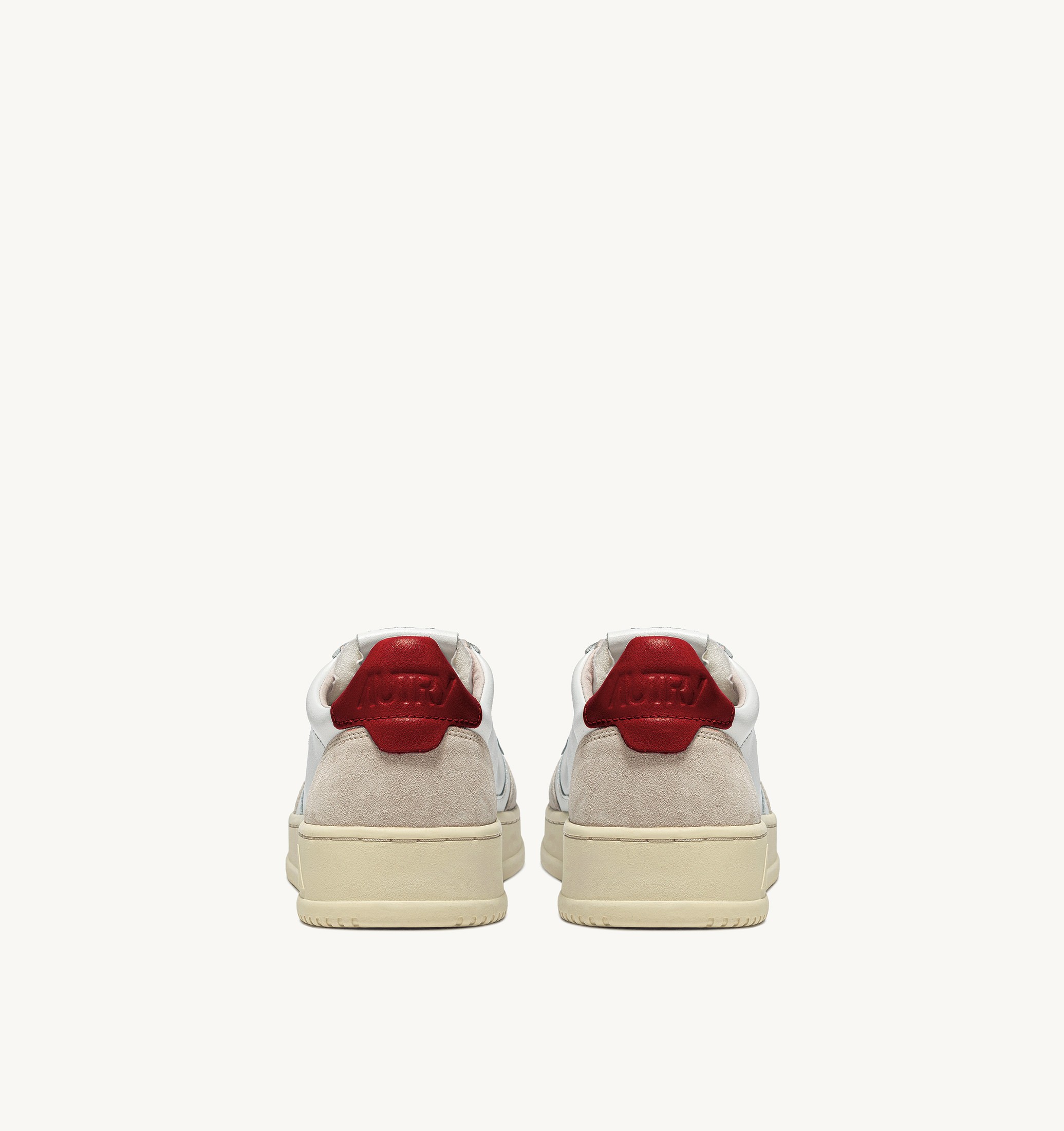 BASKETS MEDALIST LOW EN CUIR BLANC ET ROUGE ET DAIM BEIGE
