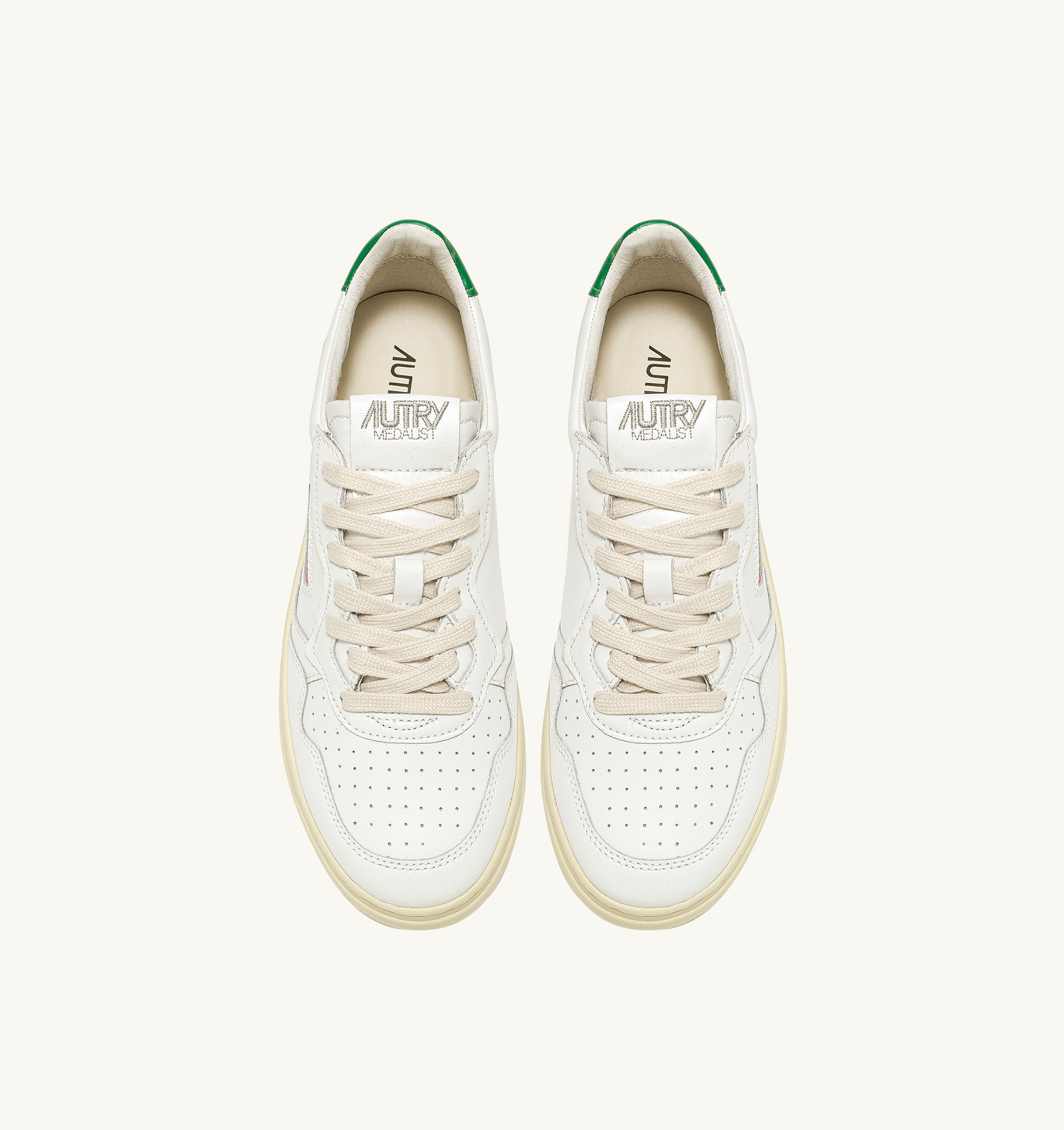 BASKETS MEDALIST LOW EN CUIR BLANC ET VERT