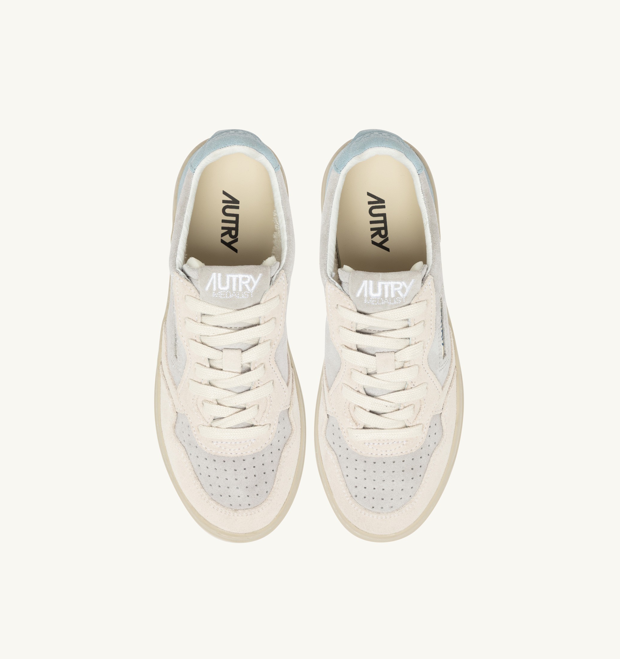 BASKETS MEDALIST LOW TRICOLORE EN DAIM BLANC SKY ET LOFT