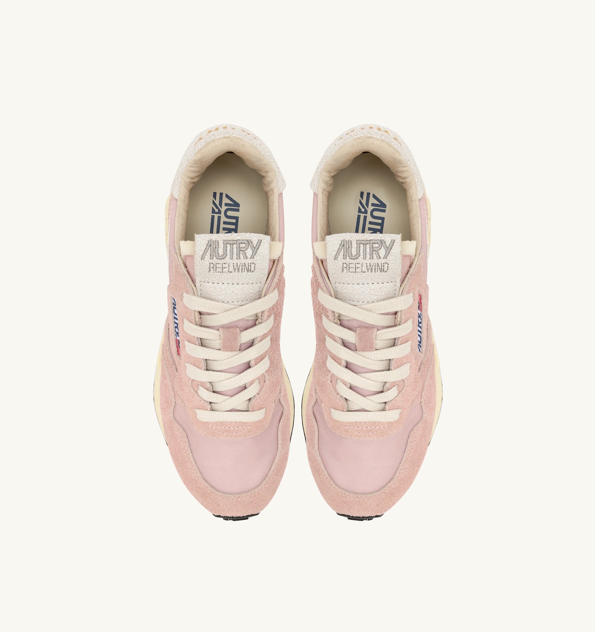 BASKETS REELWIND LOW EN NYLON ET DAIM COLORIS BLANC ET POWDER PINK