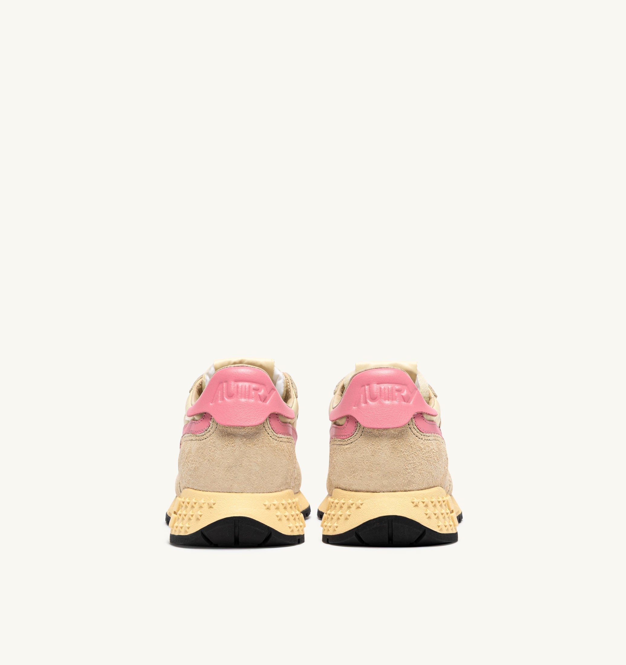 BASKETS REELWIND LOW EN NYLON ET DAIM ÉCRU ET GERANIUM PINK
