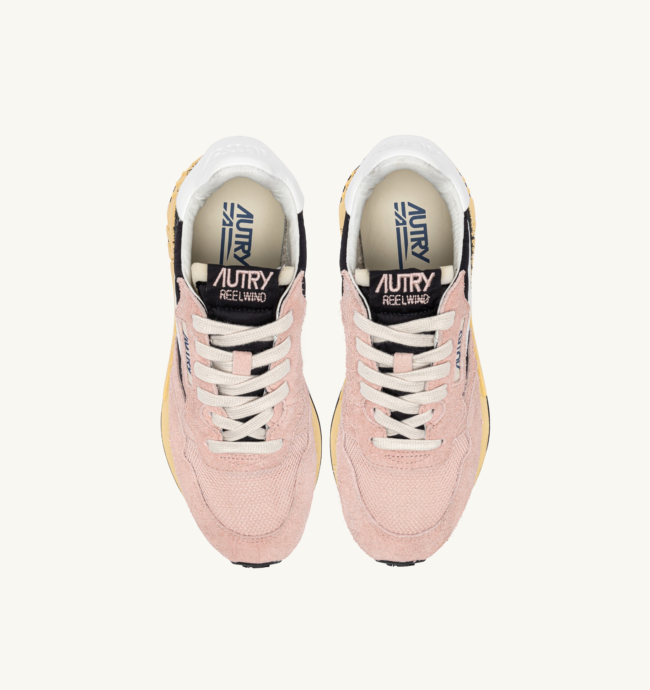 BASKETS REELWIND LOW EN NYLON ET DAIM NOIR ET ROSE