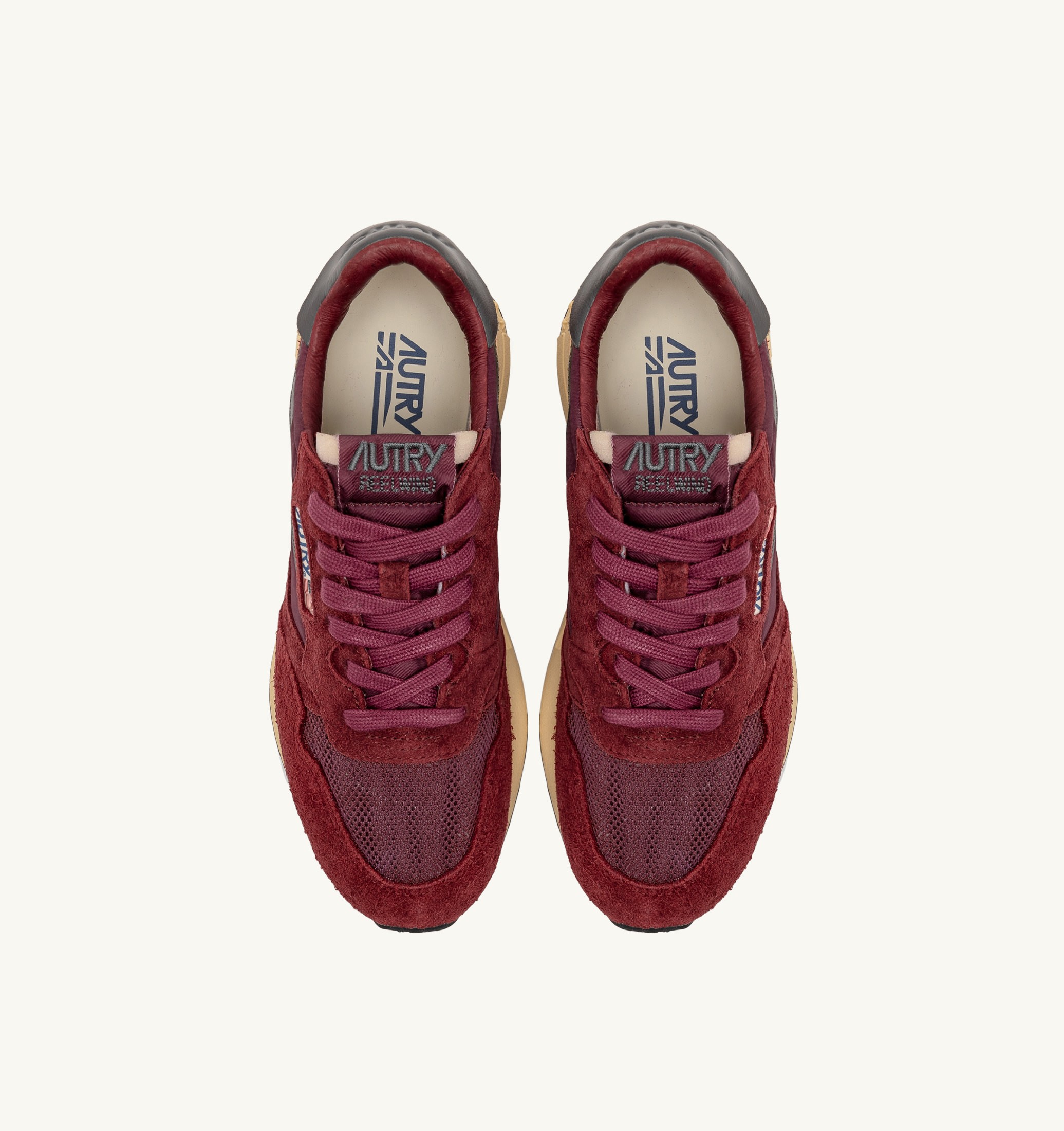 BASKETS REELWIND LOW EN NYLON DAIM ET CUIR ROUNGE ET CORDOVAN