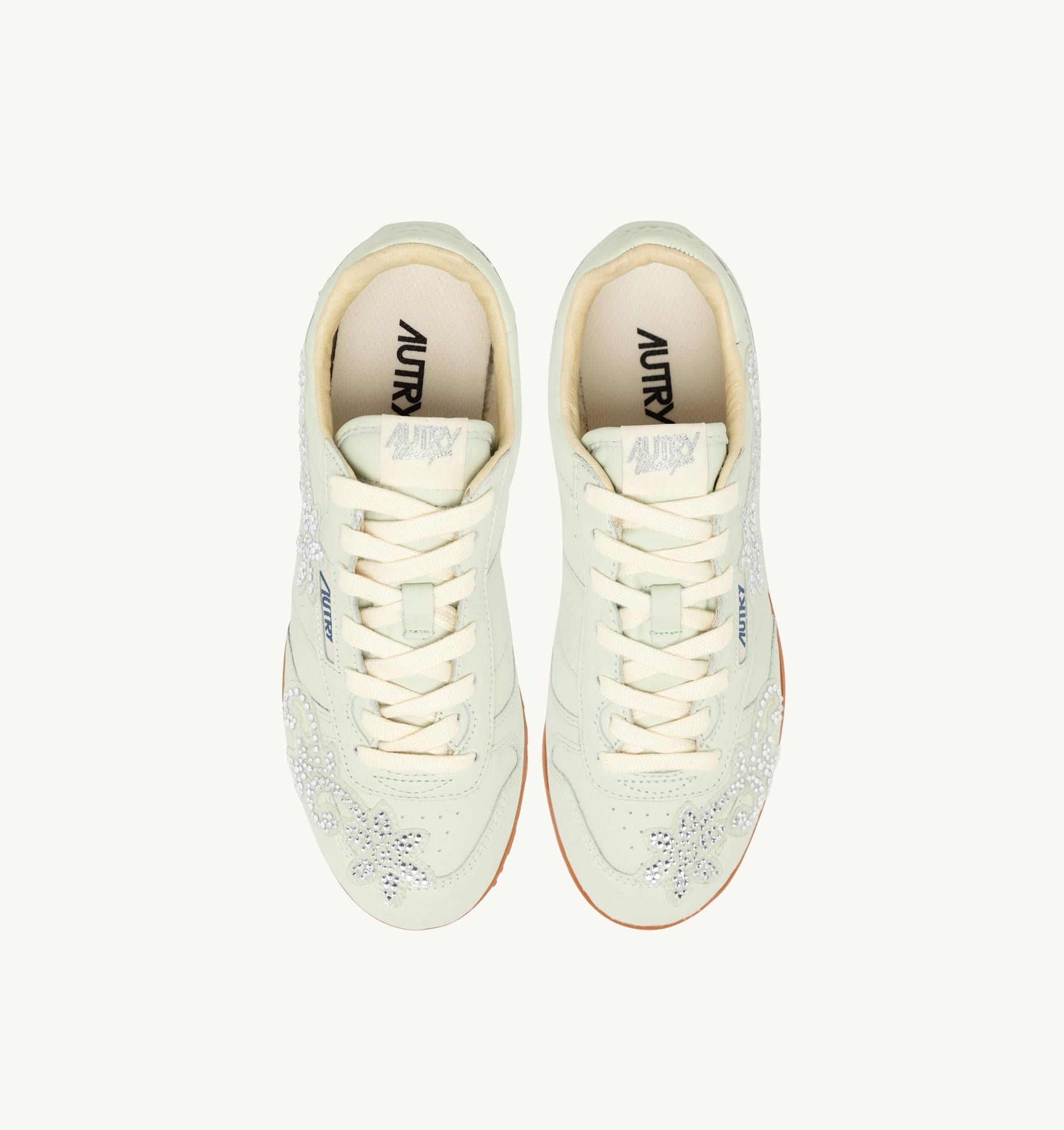 BASKETS WINDSPIN EN CUIR BONE WHITE AVEC APPLICATIONS