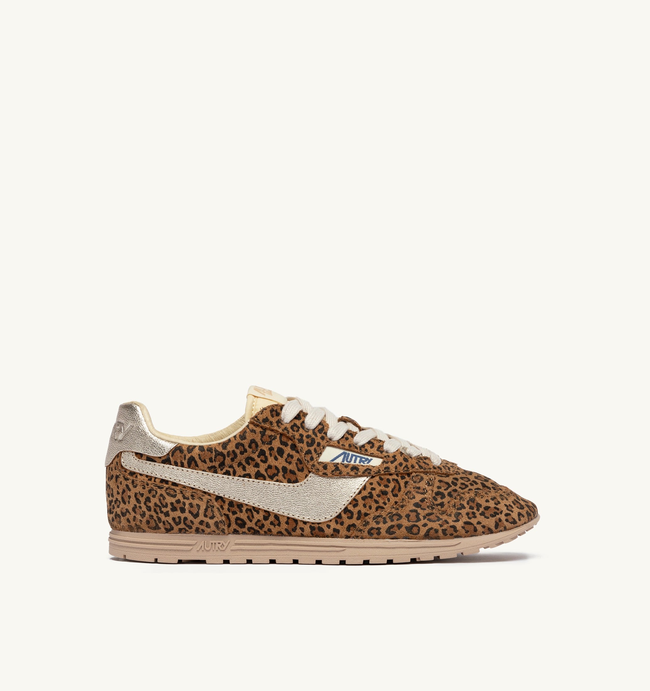 BASKETS WINDSPIN EN DAIM ET CUIR LEOPARD ET PLATINE