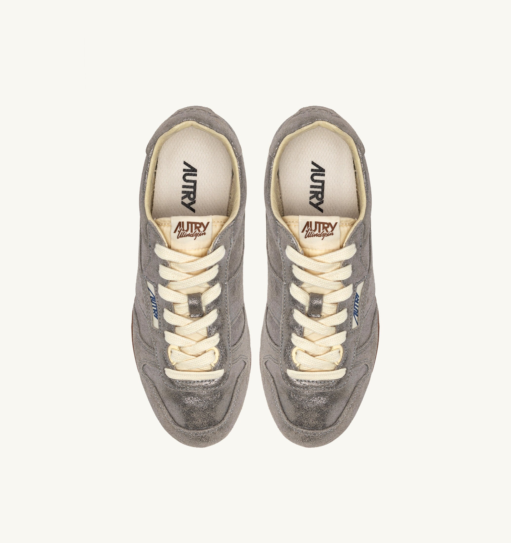 BASKETS WINDSPIN EN DAIM PAILLETÉ ARGENT