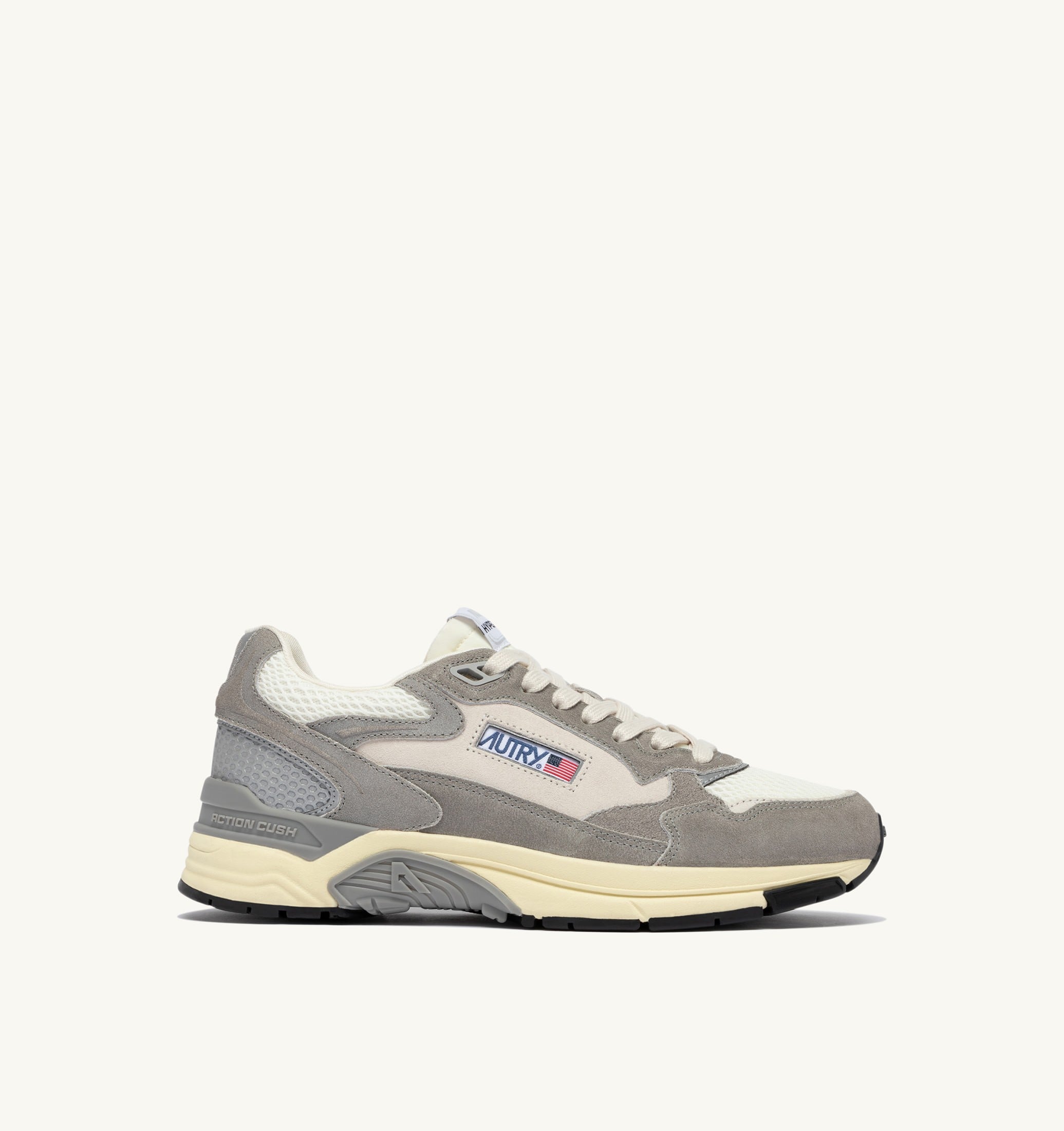 BASKETS HYPERWAY EN MESH ET DAIM BLANC ET PLOMB