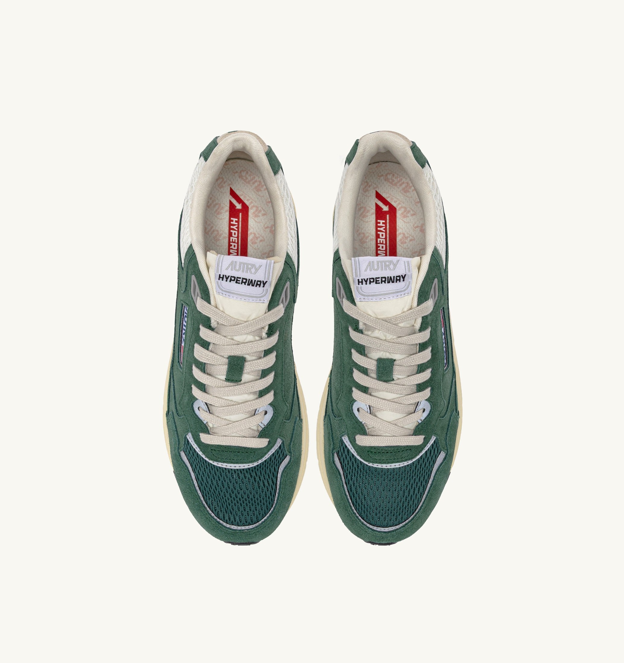 BASKETS HYPERWAY EN MESH ET DAIM MALACHITE ET ARGENT