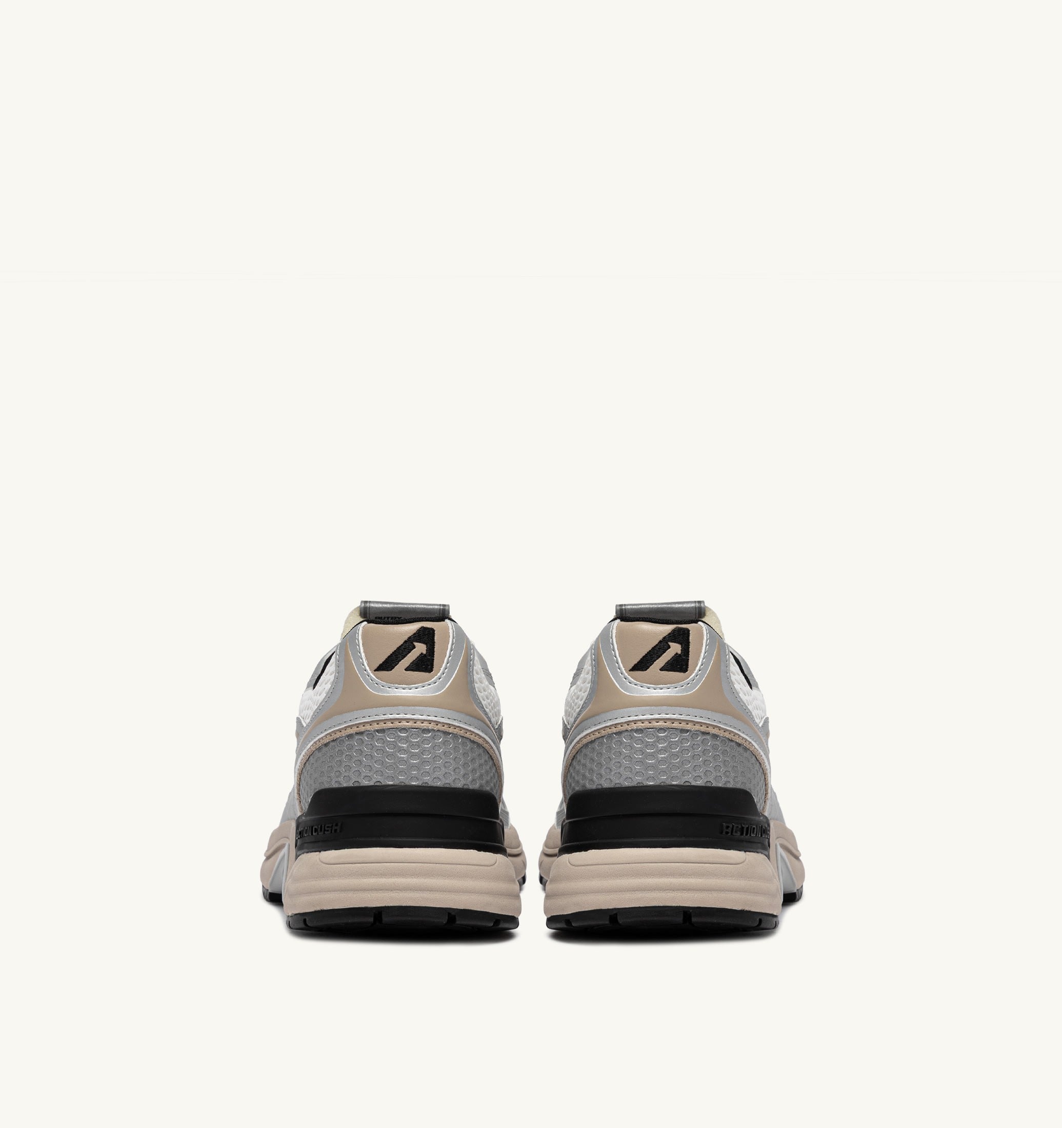BASKETS HYPERWAY EN CUIR SYNTHÉTIQUE ET MESH ARGENT BLANC ET IRISH CREAM