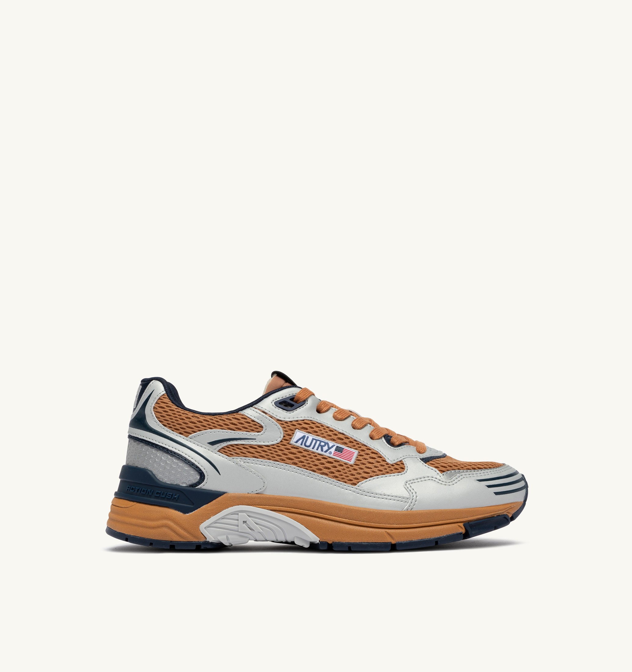 BASKETS HYPERWAY EN CUIR SYNTHÉTIQUE ET MESH ARGENT BISCUIT ET SPACE