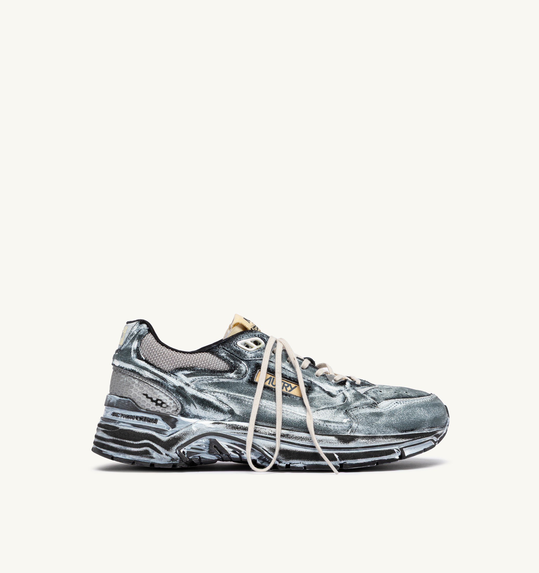 BASKETS HYPERWAY SUPER VINTAGE EN DAIM NOIR ET ARGENT
