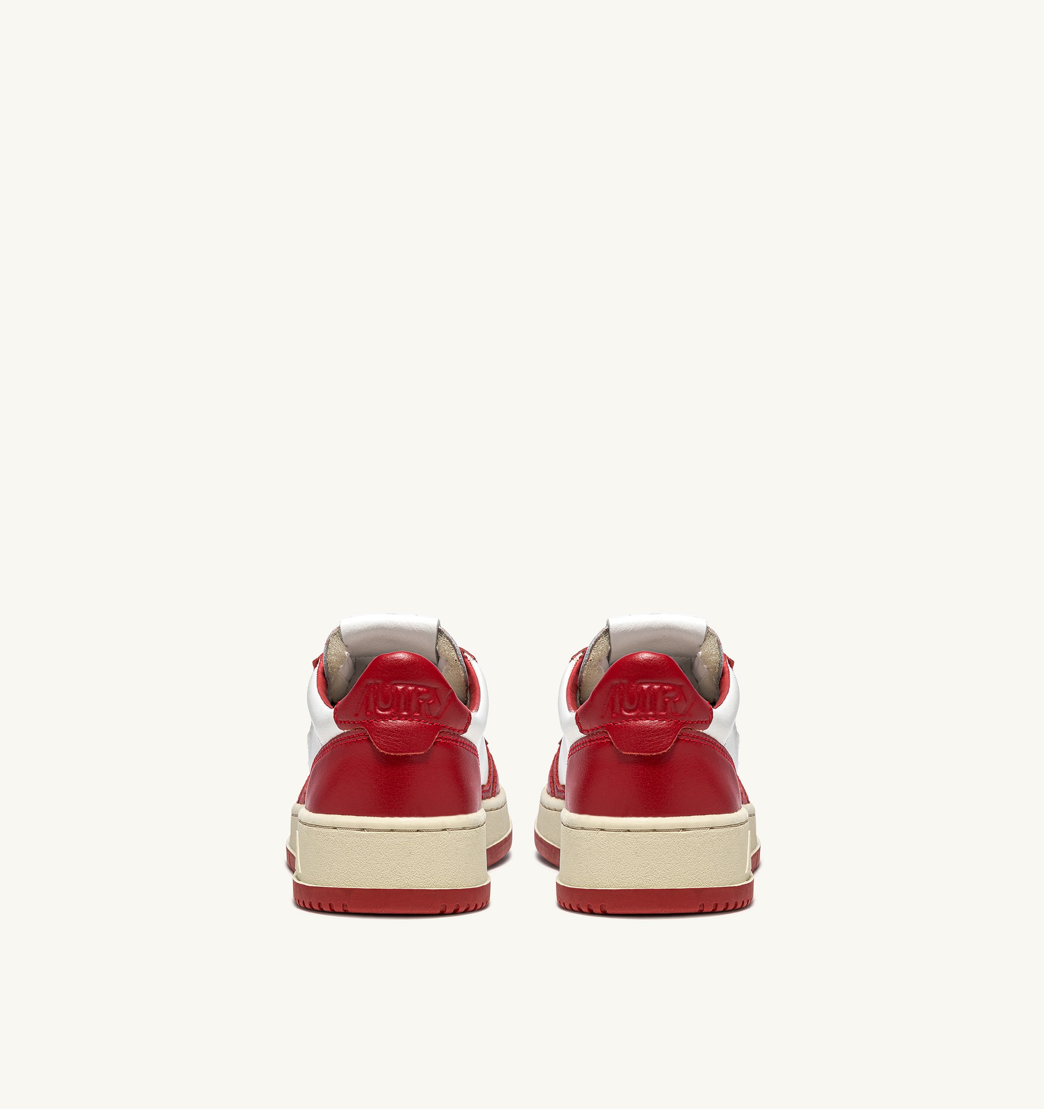 BASKETS MEDALIST LOW BICOLORE EN CUIR BLANC ET ROUGE