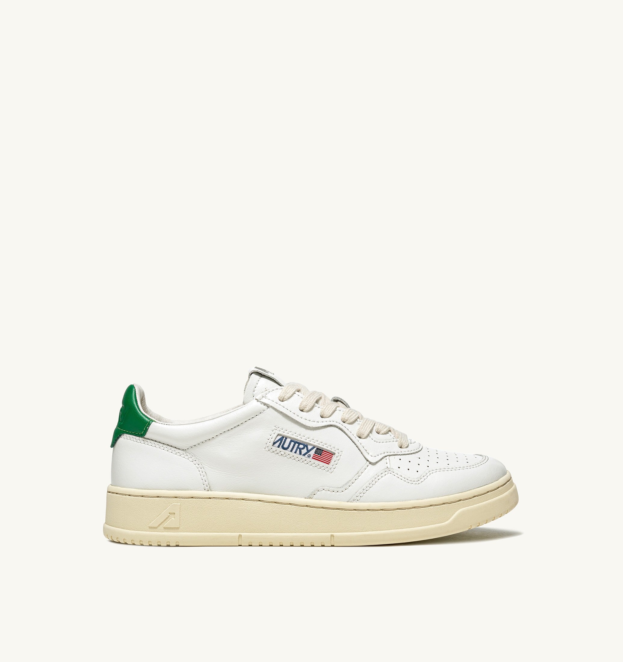 BASKETS MEDALIST LOW EN CUIR BLANC ET VERT