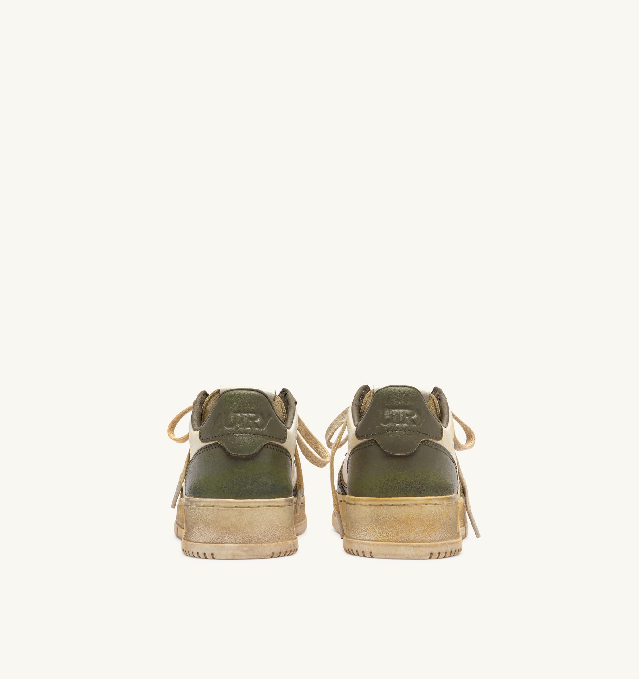 BASKETS MEDALIST LOW SUPER VINTAGE EN CUIR BLANC COVERT GREEN ET NOIR