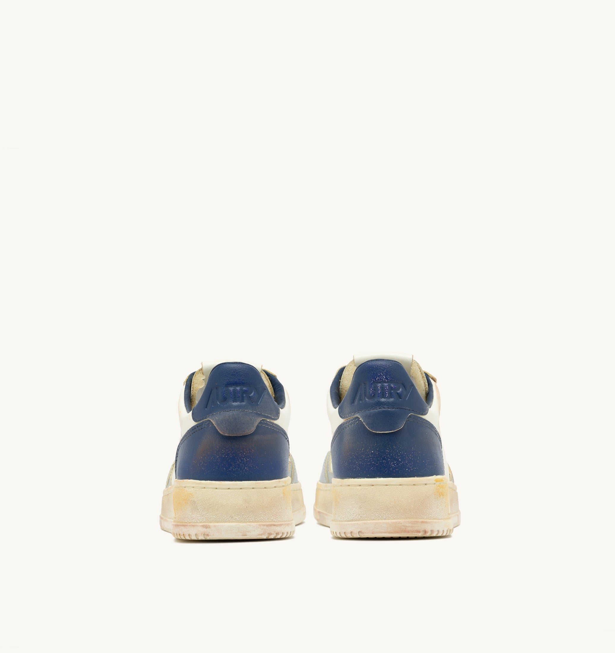 BASKETS MEDALIST LOW SUPER VINTAGE EN CUIR LIMESTONE BLANC ET BLUE